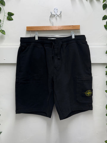 Stone Island Black Cargo Fleece Bermuda Shorts SZ: XL - Pre-Owned