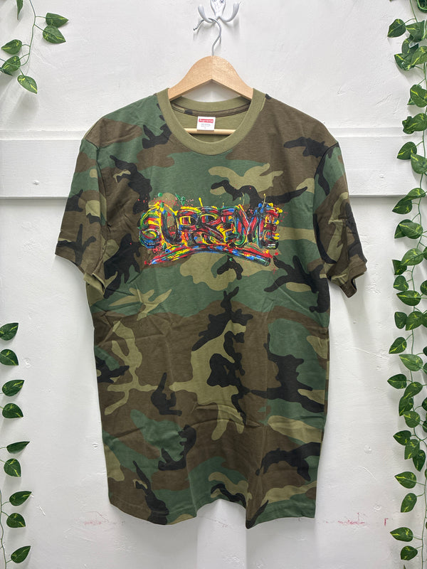 Supreme Paint Logo Woodland Camo Tee SZ: L - NEW
