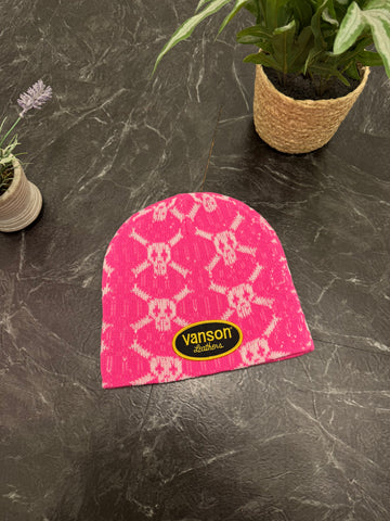 Supreme VANSON Leathers Pink Skull Beanie - New
