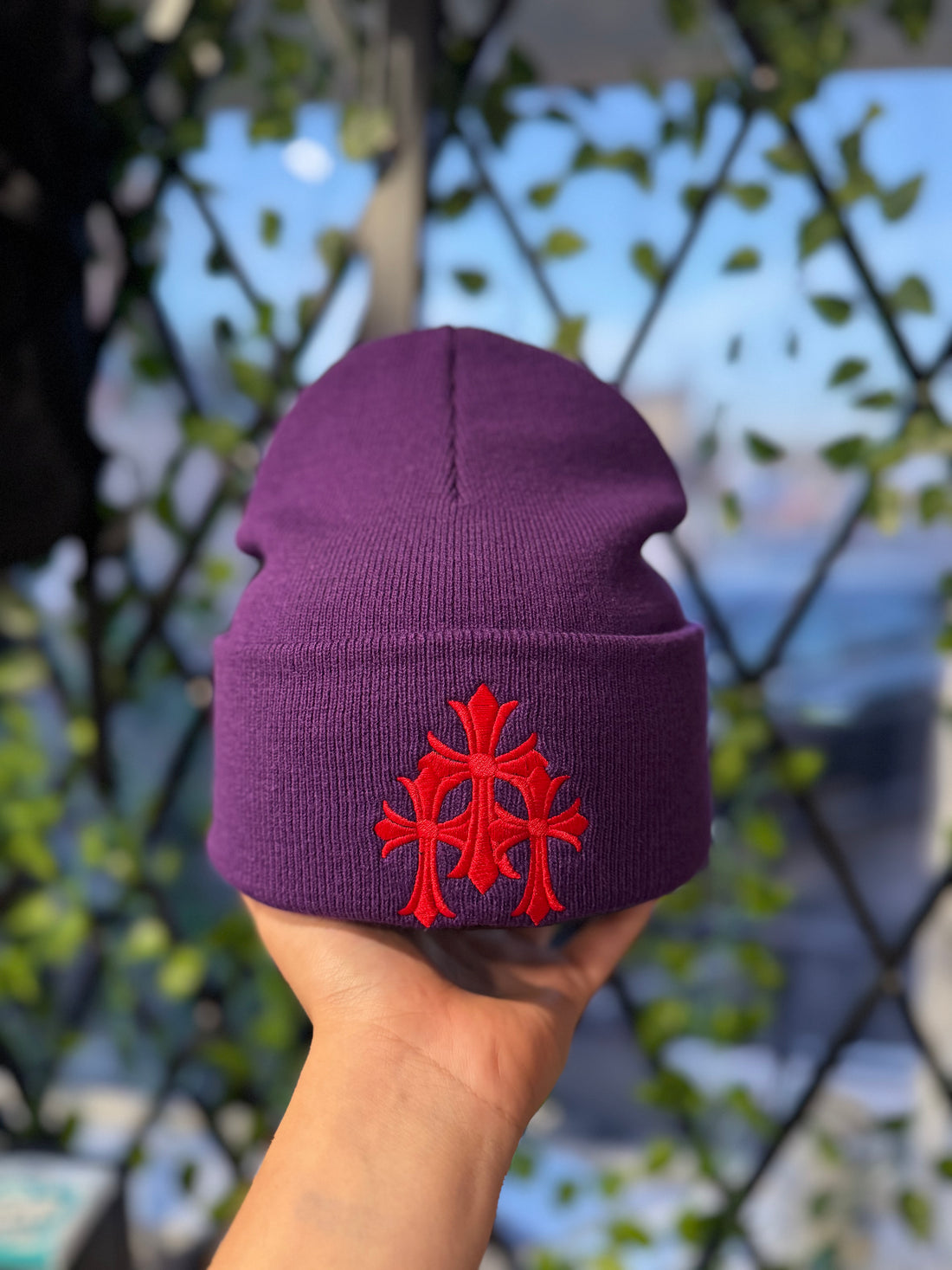 Chrome Hearts Embroidered Triple Cross Beanie - New