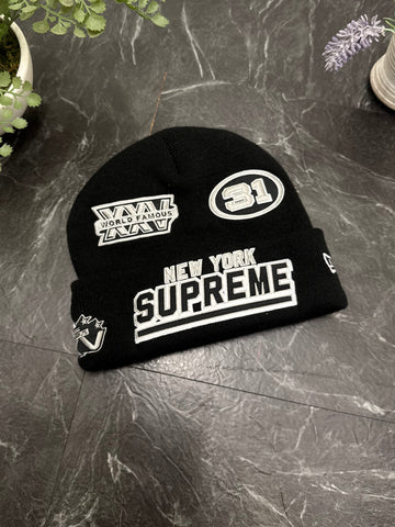 Supreme Champions Black Beanie - Pre-Owned