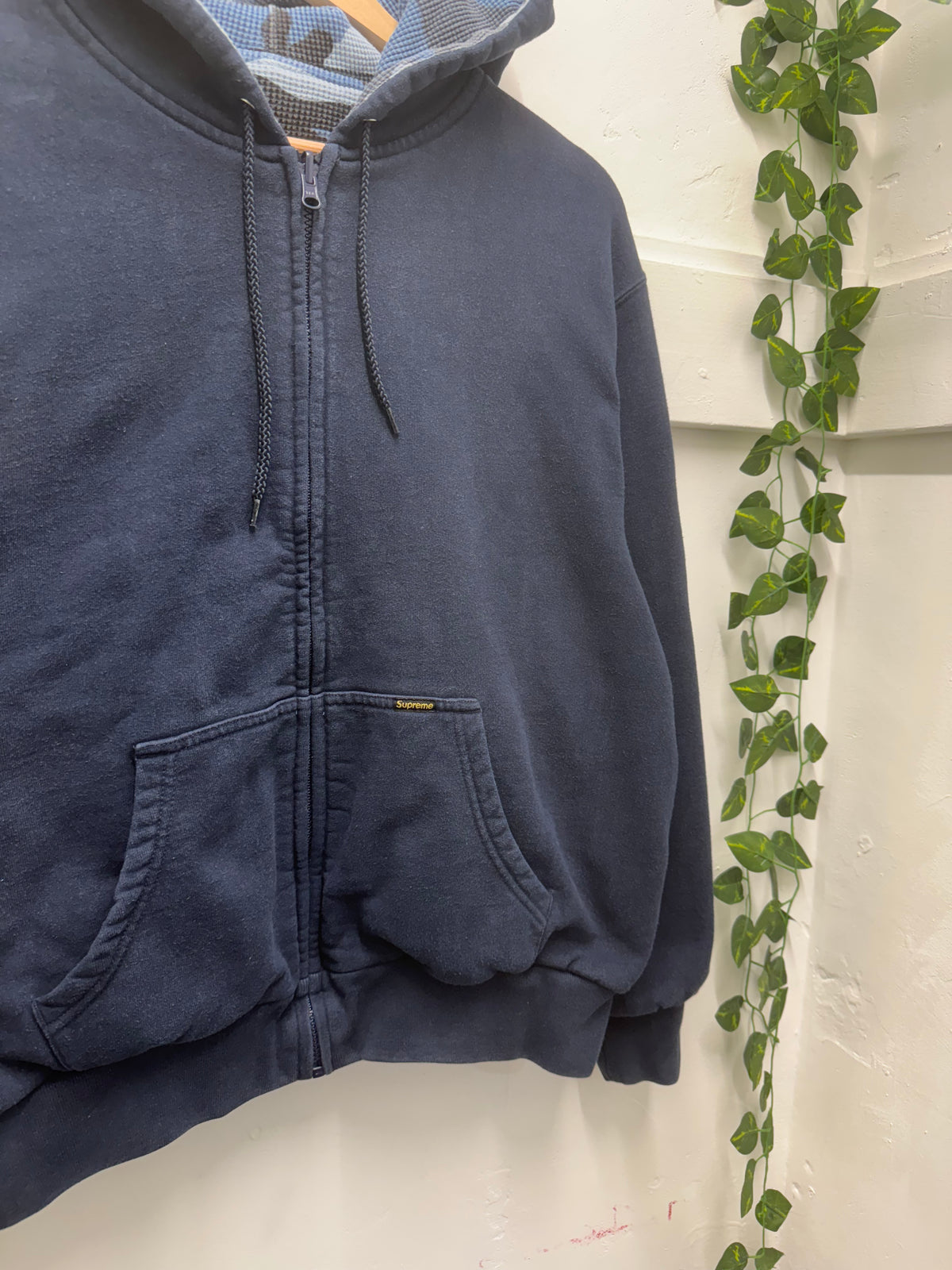 Supreme Reversible Work Zip Up Hooded Sweatshirt Navy SZ: S - Pre-Owned