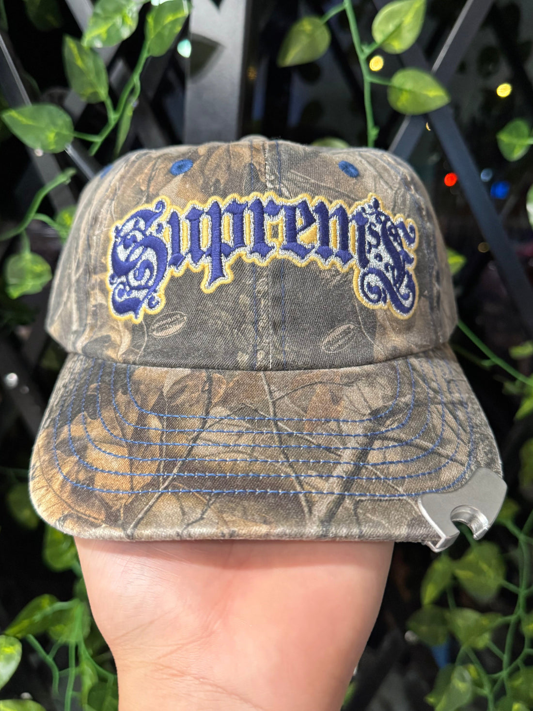 Supreme Bottle Opener 6-Panel Hat Real Tree Hardwoods Camouflage - New