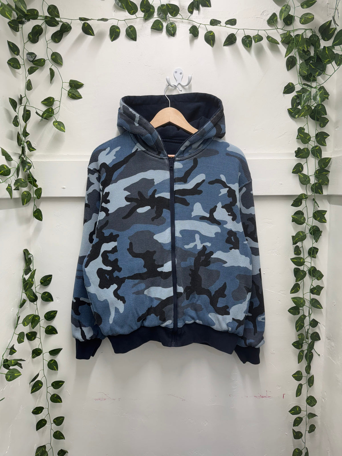 Supreme Reversible Work Zip Up Hooded Sweatshirt Navy SZ: S - Pre-Owned