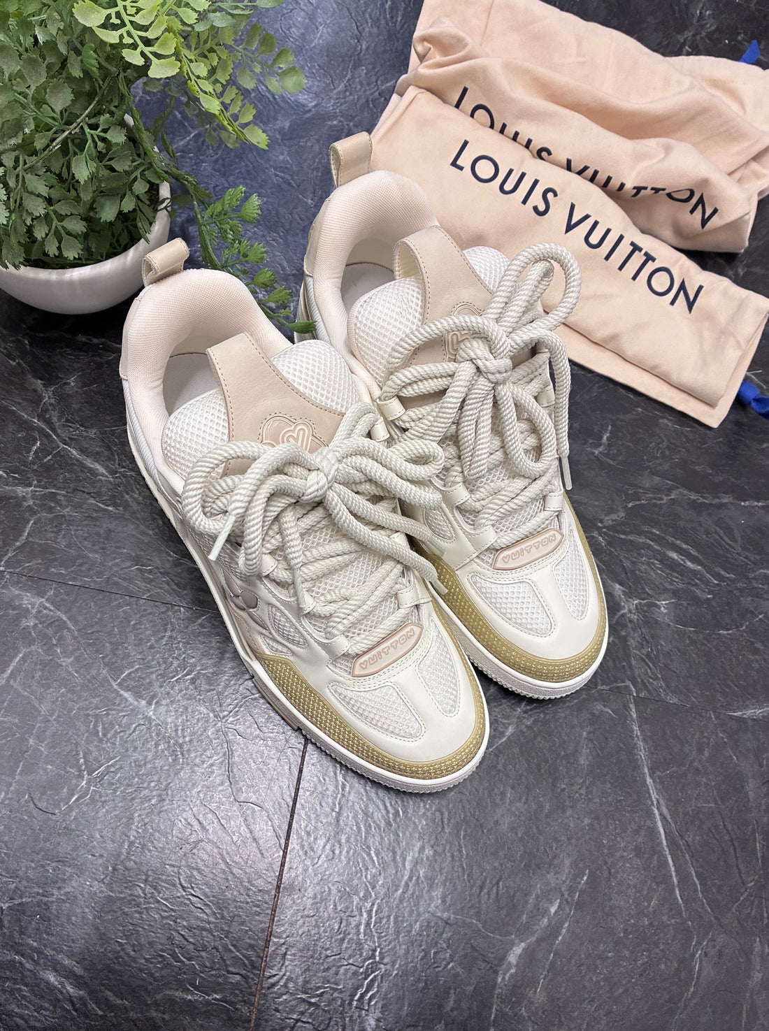 Louis Vuitton LV Skate Sneaker Beige White SZ: 9LV (11M) - Pre-Owned