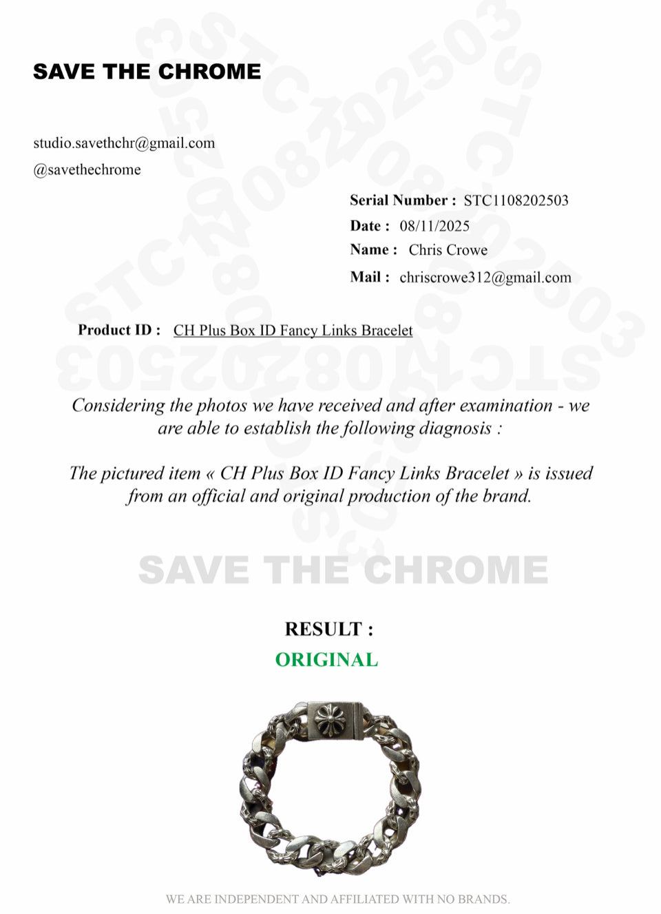 Chrome Hearts Fancy ID Bracelet