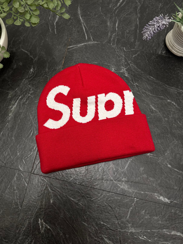 Supreme Big Logo Red Beanie - New