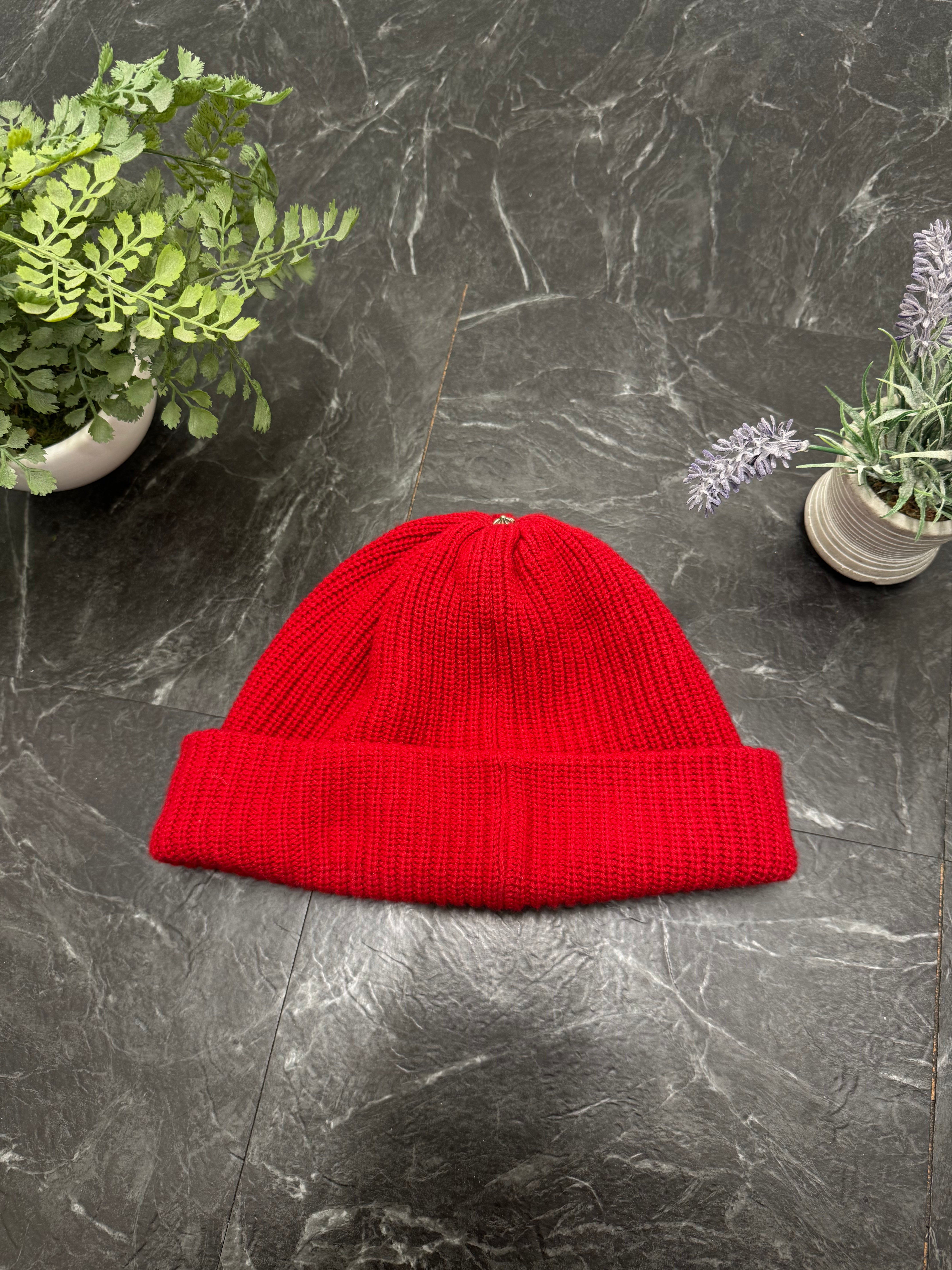 Chrome Hearts Sludge Triple Star Patch Red Cashmere Beanie - New