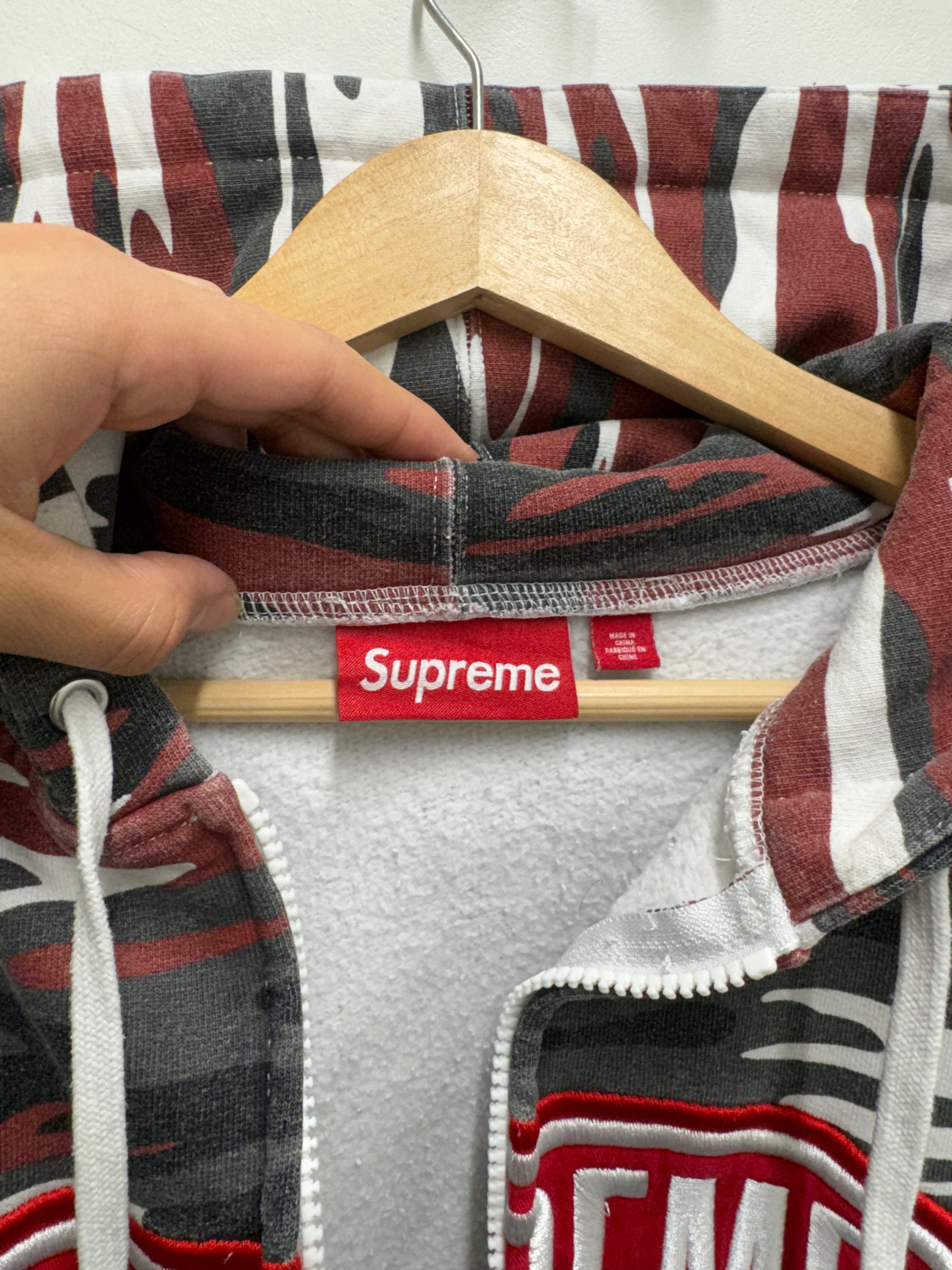 Supreme Performance Zip Up Hooded Sweatshirt Red Camo SZ: L - Pre-Owned