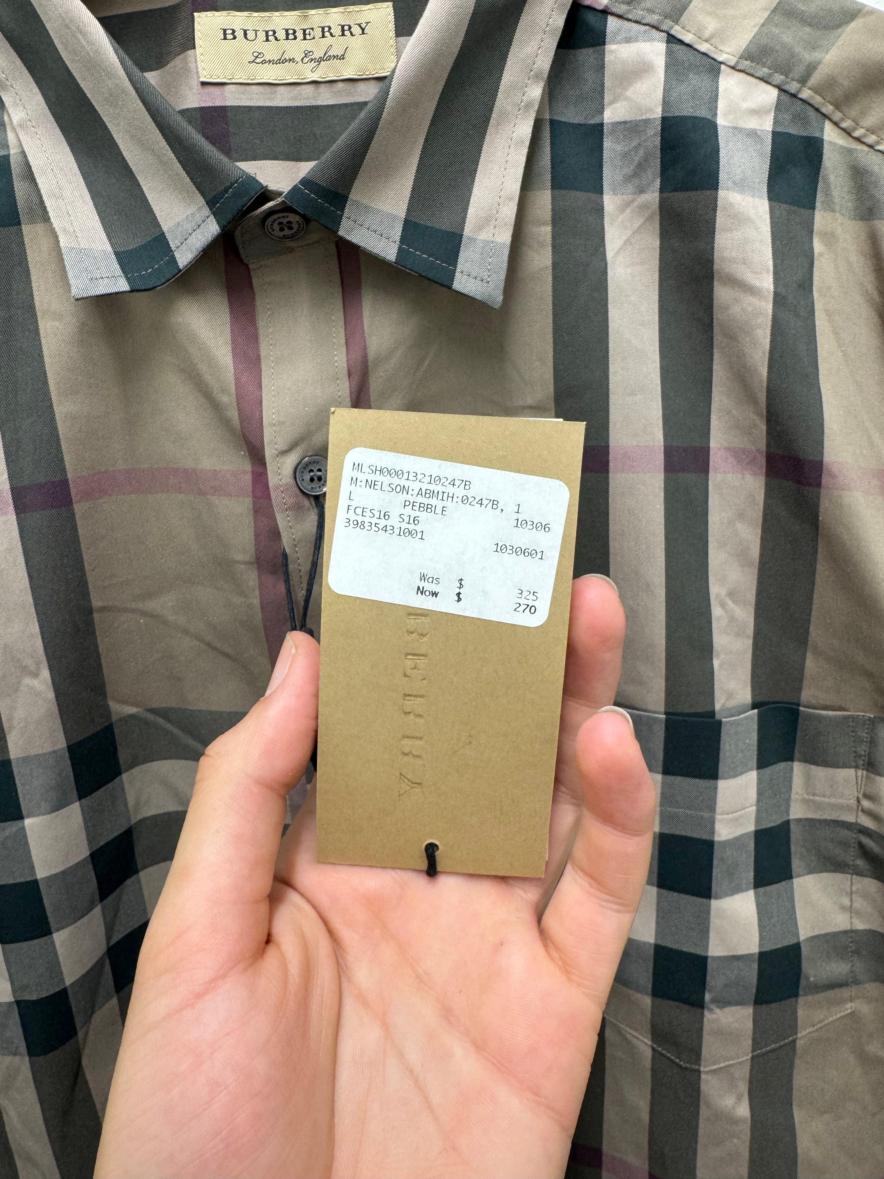 Burberry Classic Check Shirt Beige SZ: L – New