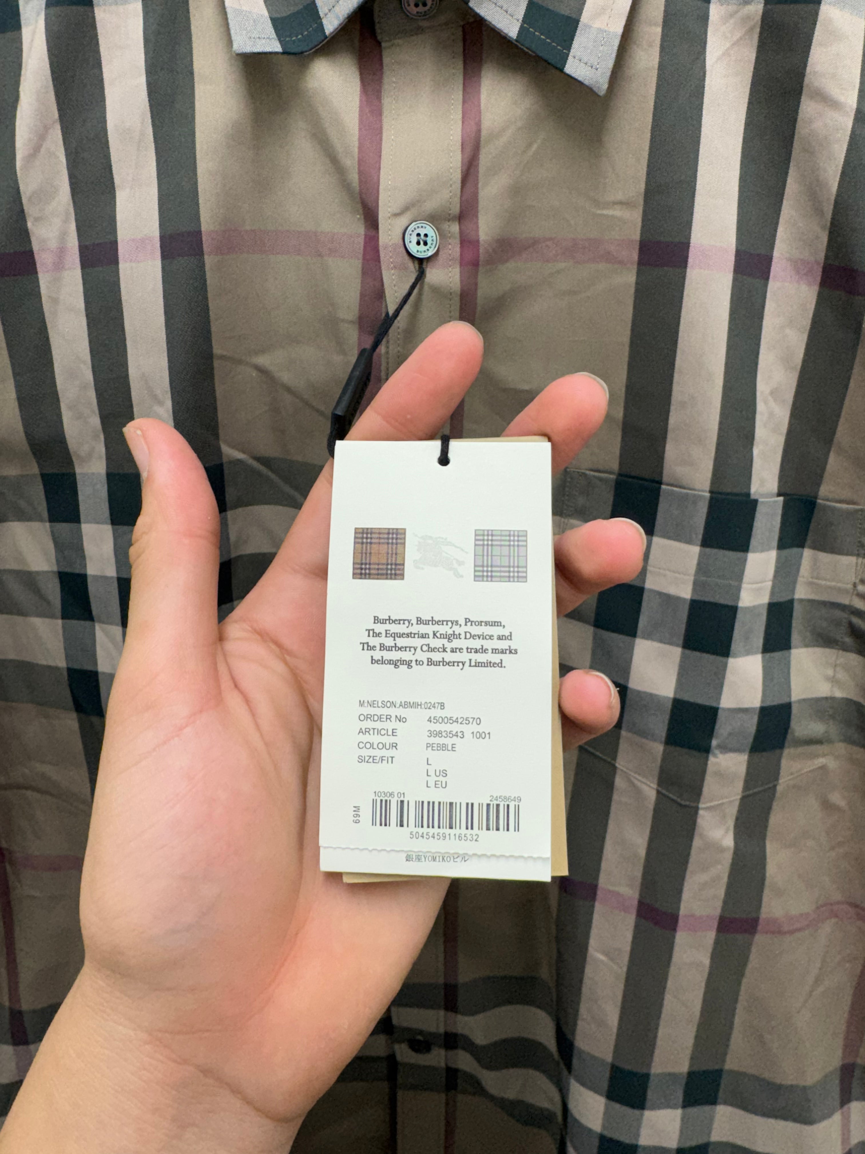 Burberry Classic Check Shirt Beige SZ: L – New